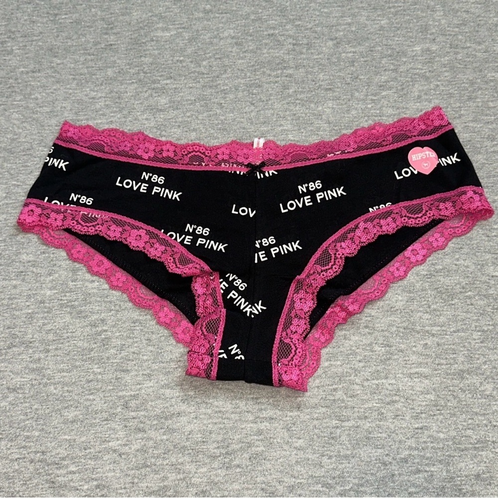 NWT Victoria’s Secret PINK Vintage LOVE PINK 86 Lace Trim Hipster Panties RARE M
